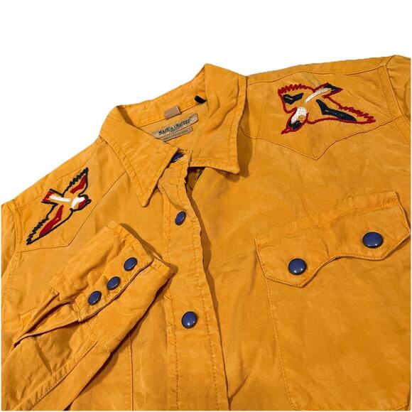 Levis Made & Crafted Sz 1 Small Rockabilly Embroidered Bird Snap Button Shirt - Picture 1 of 11